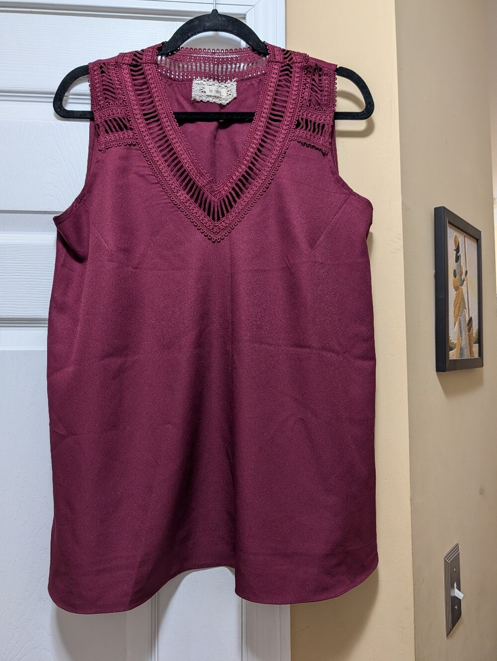 Embroidered Burgundy Blouse Lightweight V Neck Anthropology Brand Bangaladesh